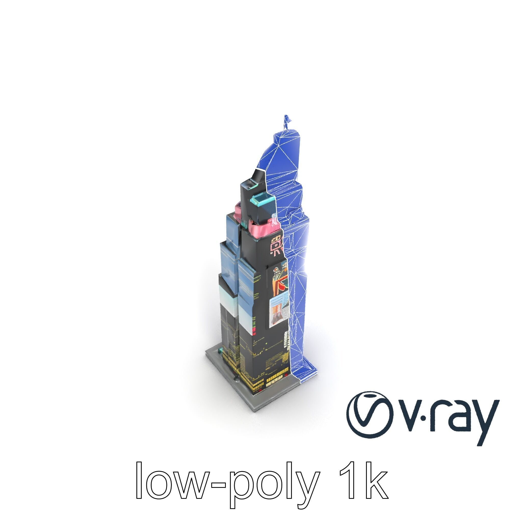 Cyberpunk Skyscraper Neon Facade model pack Low-poly 3D model_24