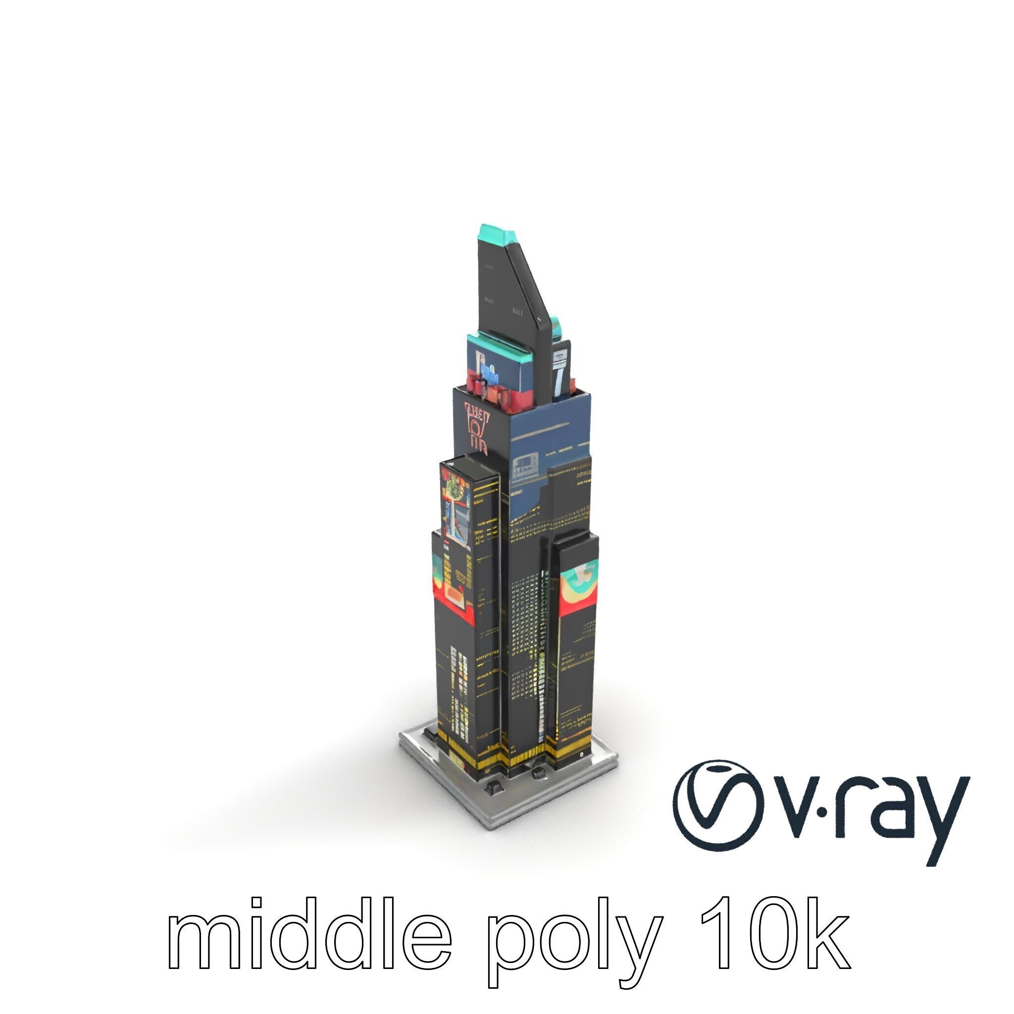 Cyberpunk Skyscraper Neon Facade model pack Low-poly 3D model_8