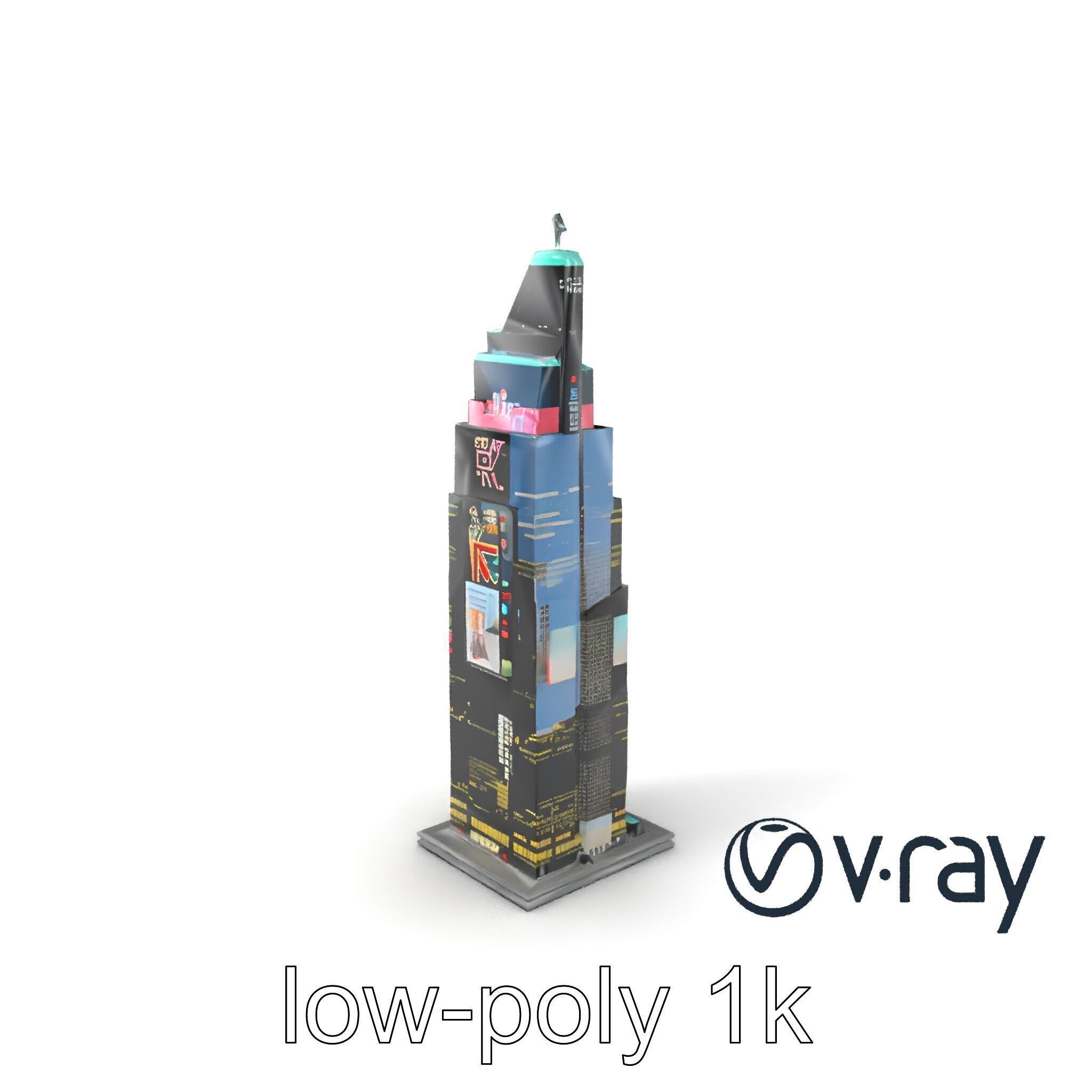 Cyberpunk Skyscraper Neon Facade model pack Low-poly 3D model_3