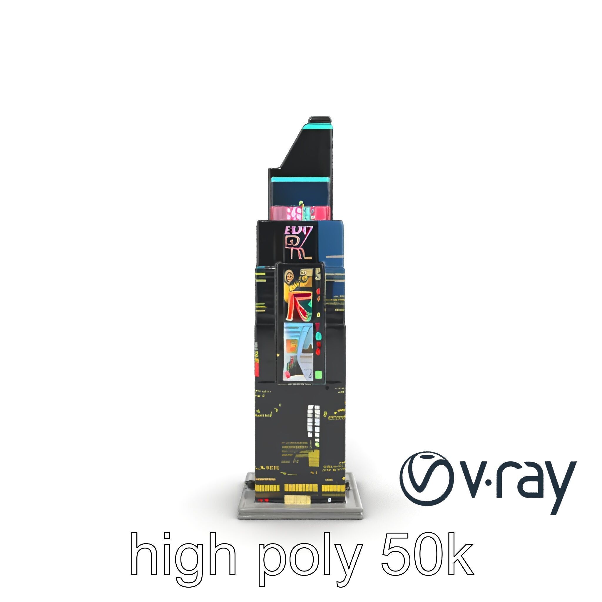 Cyberpunk Skyscraper Neon Facade model pack Low-poly 3D model_16