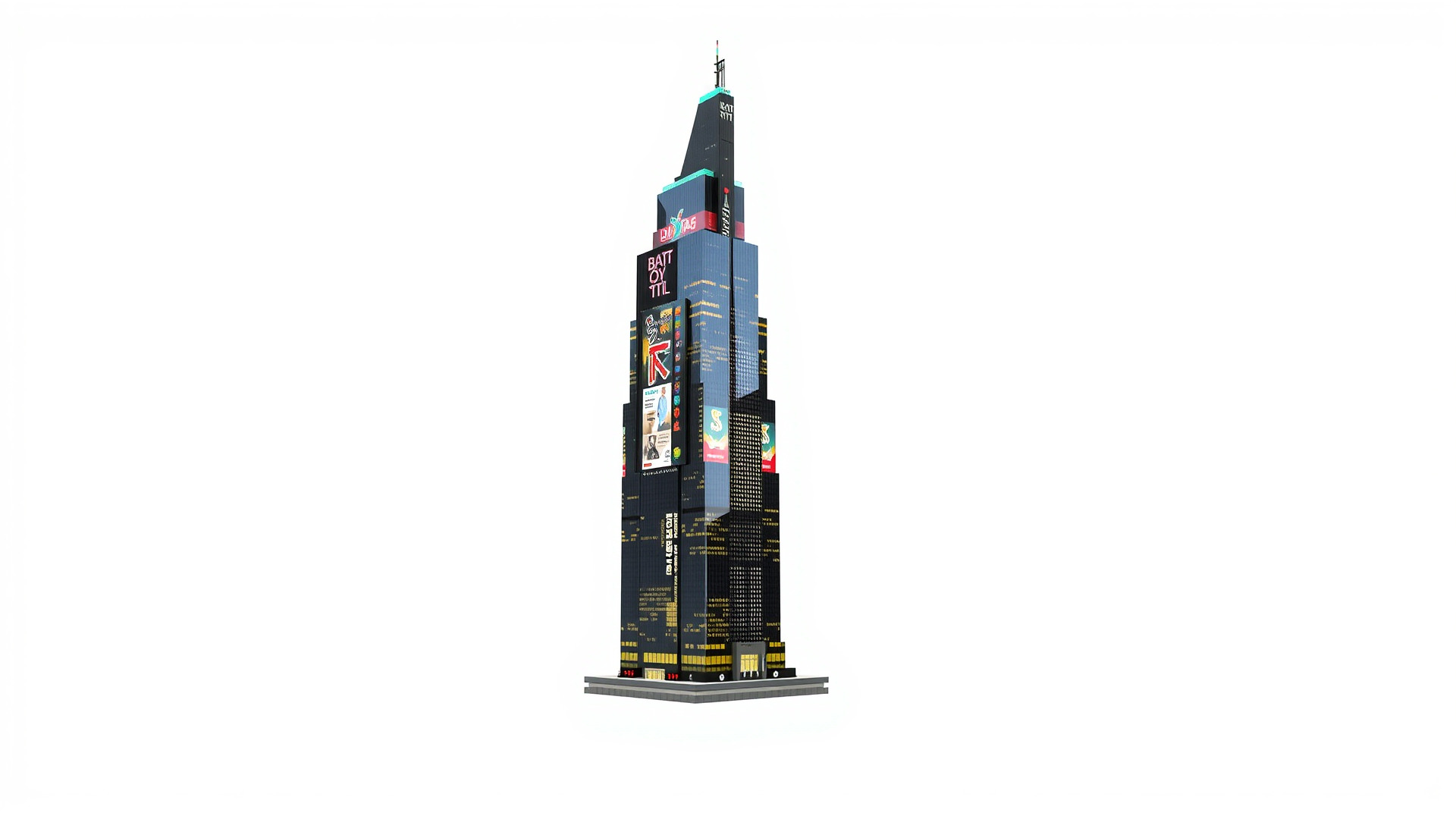 Cyberpunk Skyscraper Neon Facade model pack Low-poly 3D model_4