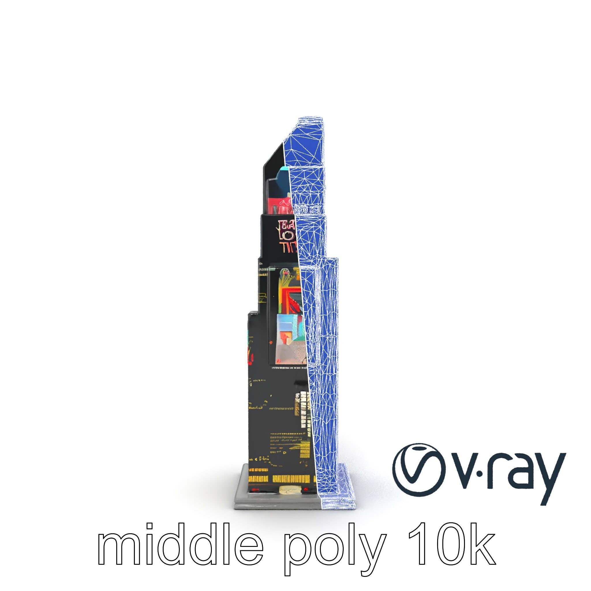 Cyberpunk Skyscraper Neon Facade model pack Low-poly 3D model_19