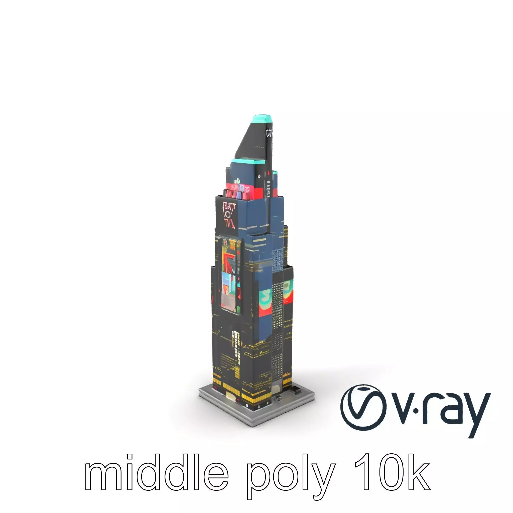 Cyberpunk Skyscraper Neon Facade model pack Low-poly 3D model_0
