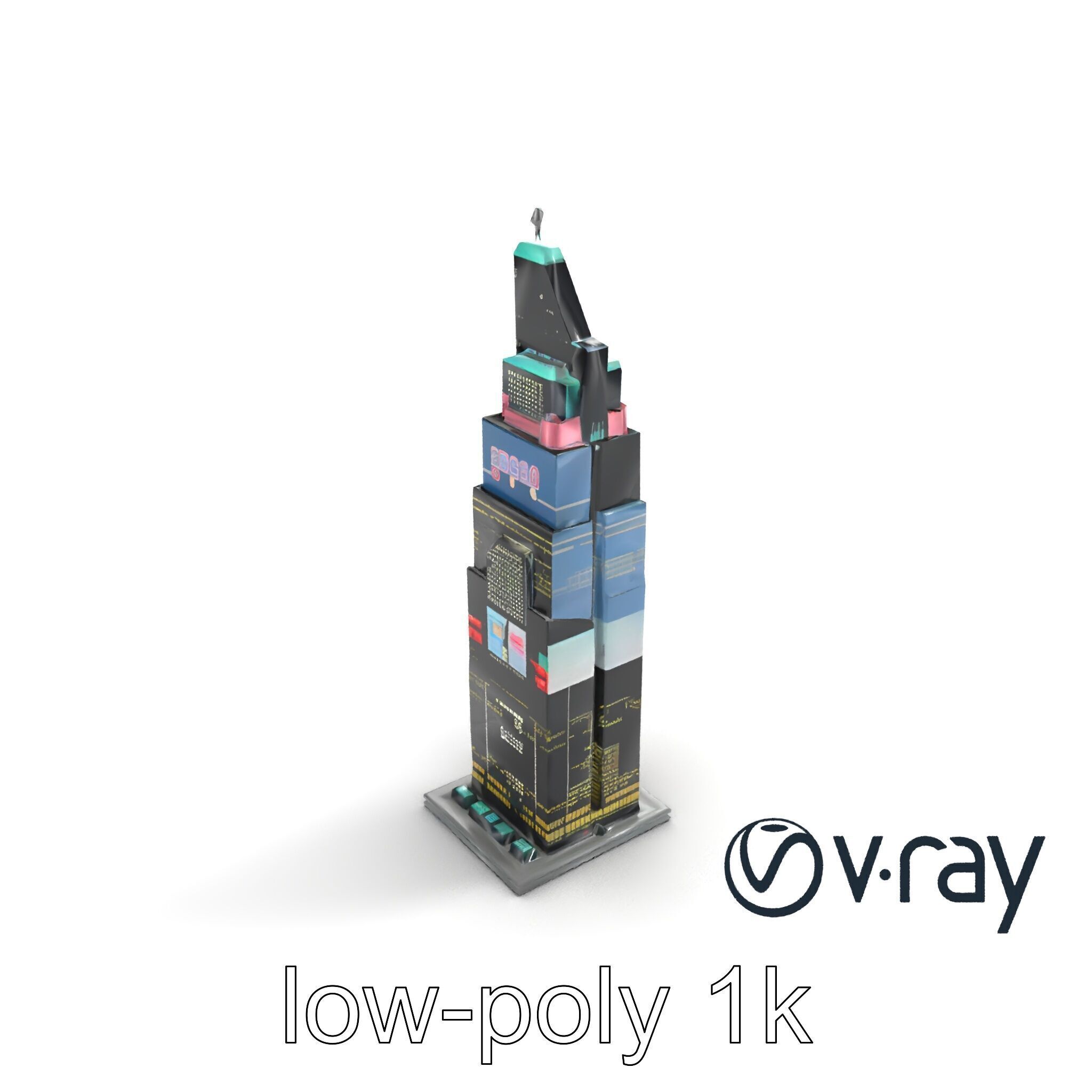Cyberpunk Skyscraper Neon Facade model pack Low-poly 3D model_6