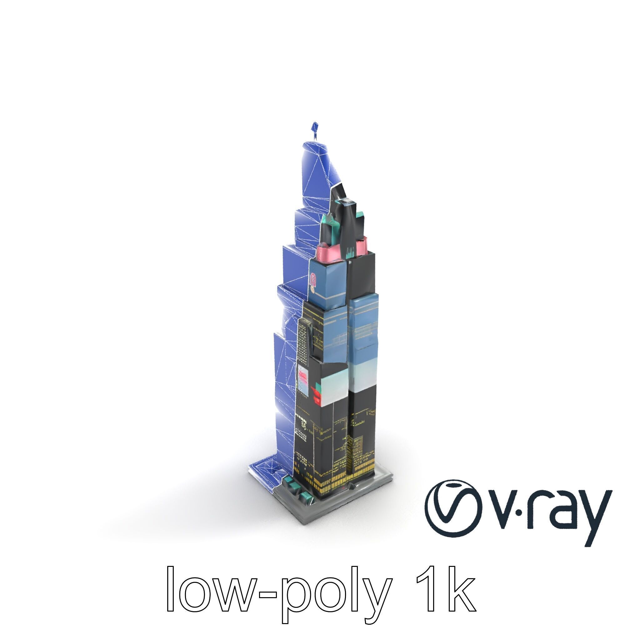 Cyberpunk Skyscraper Neon Facade model pack Low-poly 3D model_28