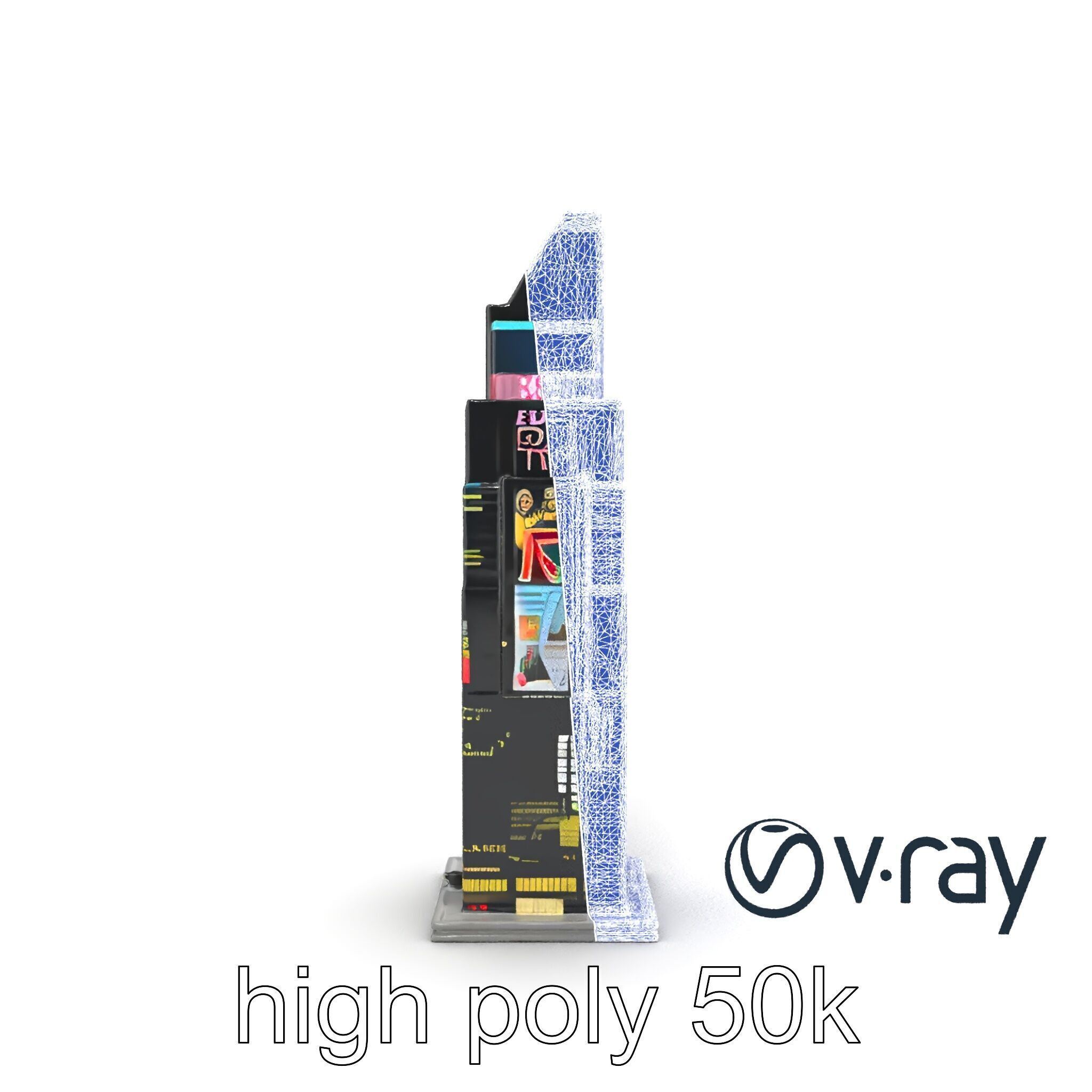 Cyberpunk Skyscraper Neon Facade model pack Low-poly 3D model_18