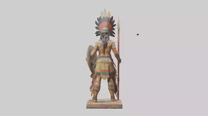 Indian warrior statue model Low-poly 3D model