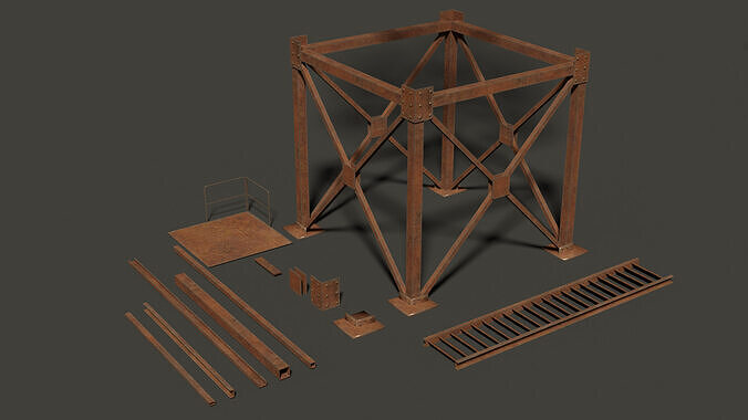Metal Construction rusted Low poly Game Ready Low-poly 3D model