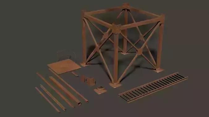 Metal Construction rusted Low poly Game Ready