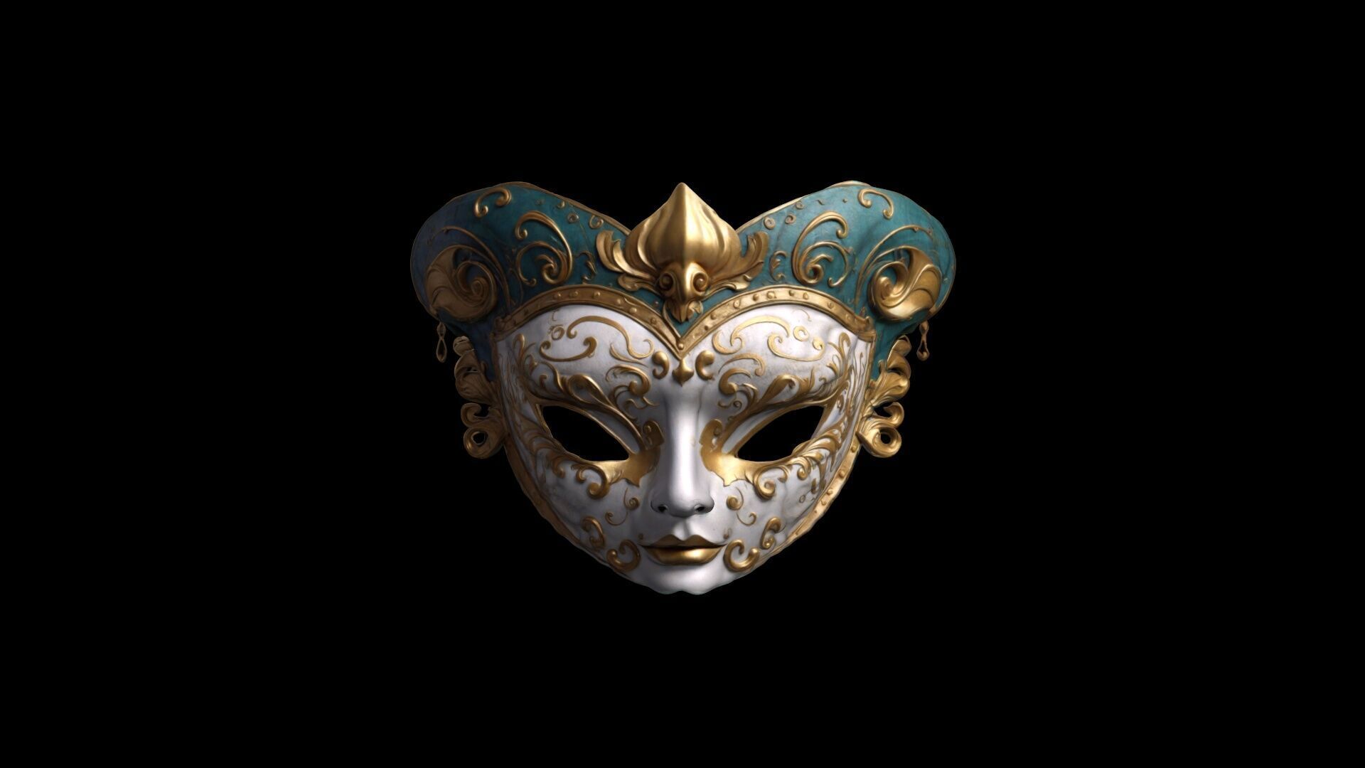 Venetian Masquerade Carnival Mask 3d Render 3D model_2