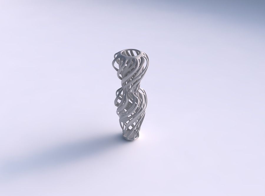 Vase curved with twisted branches widened top 3D print model_0