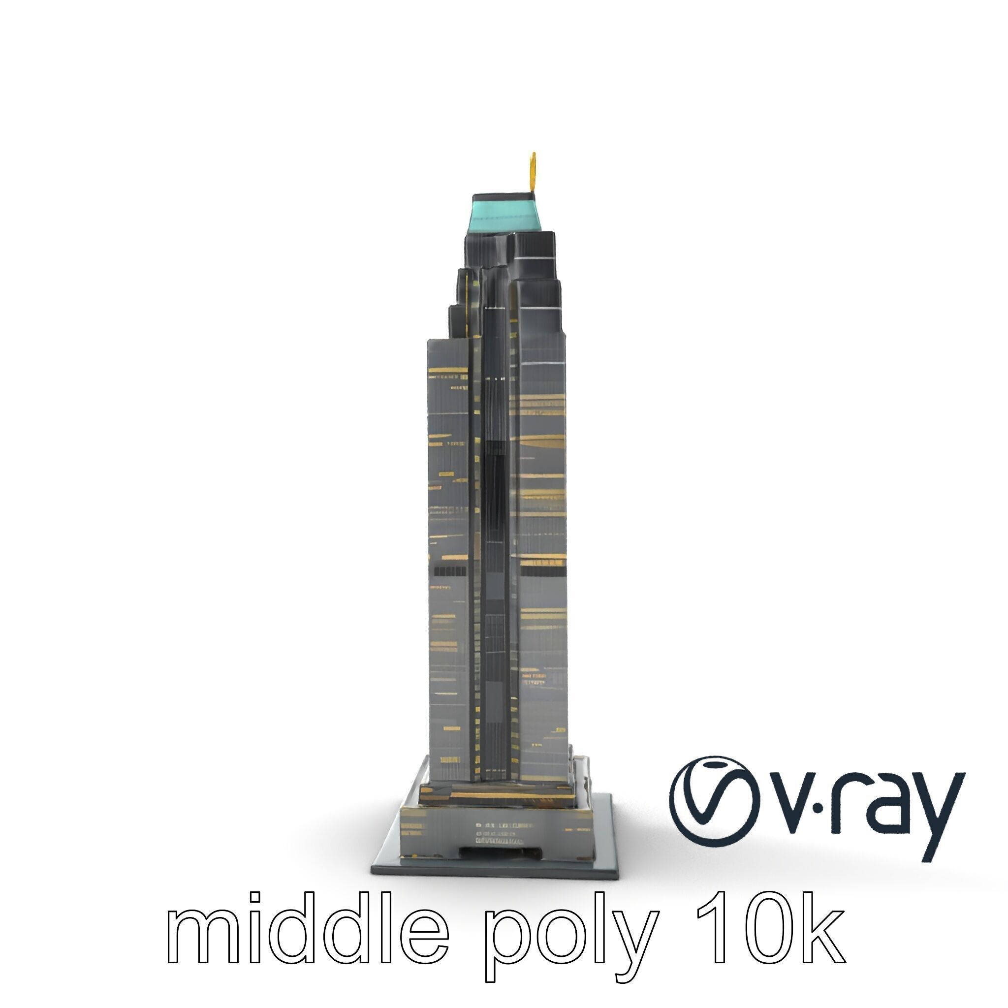 Neon Light Skyscraper Reflective Glass model pack Low-poly 3D model_11