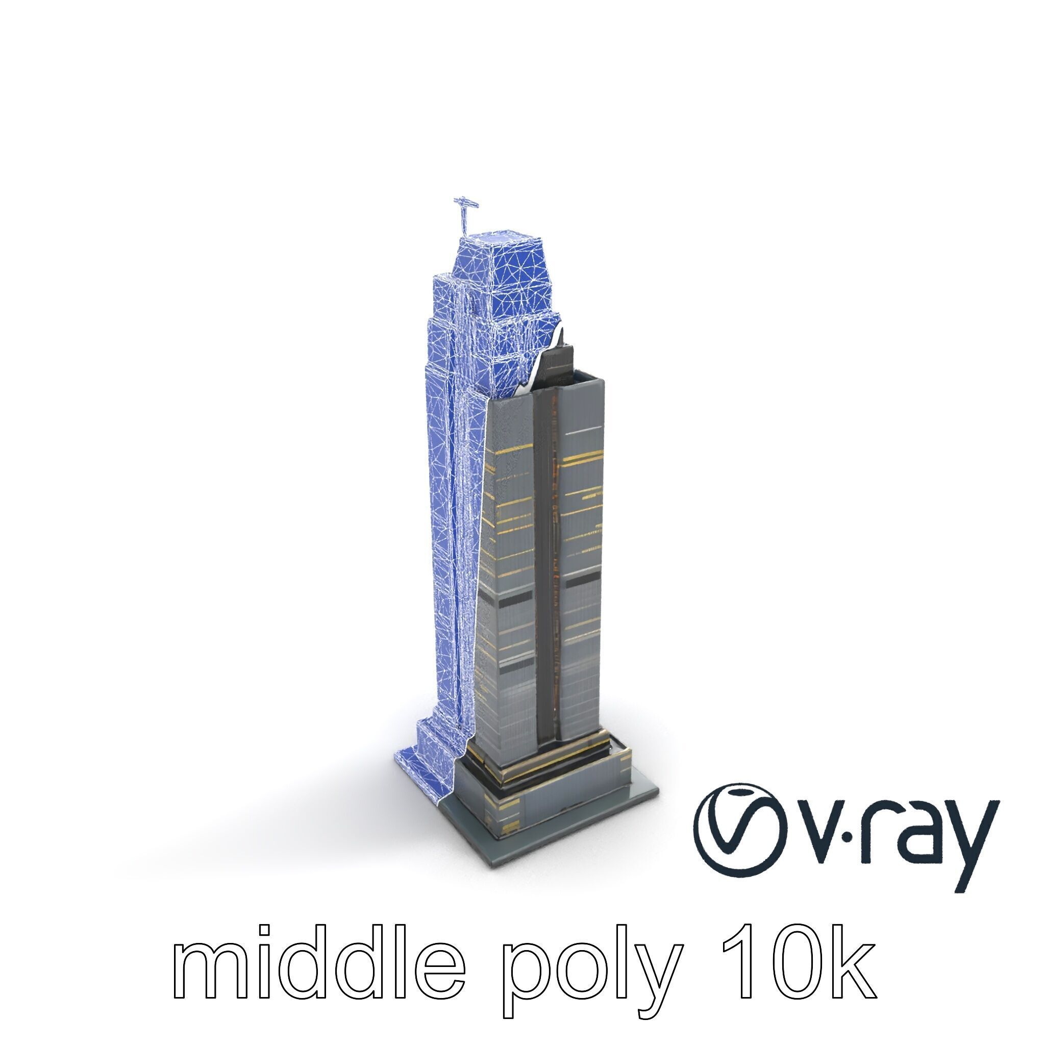 Neon Light Skyscraper Reflective Glass model pack Low-poly 3D model_20