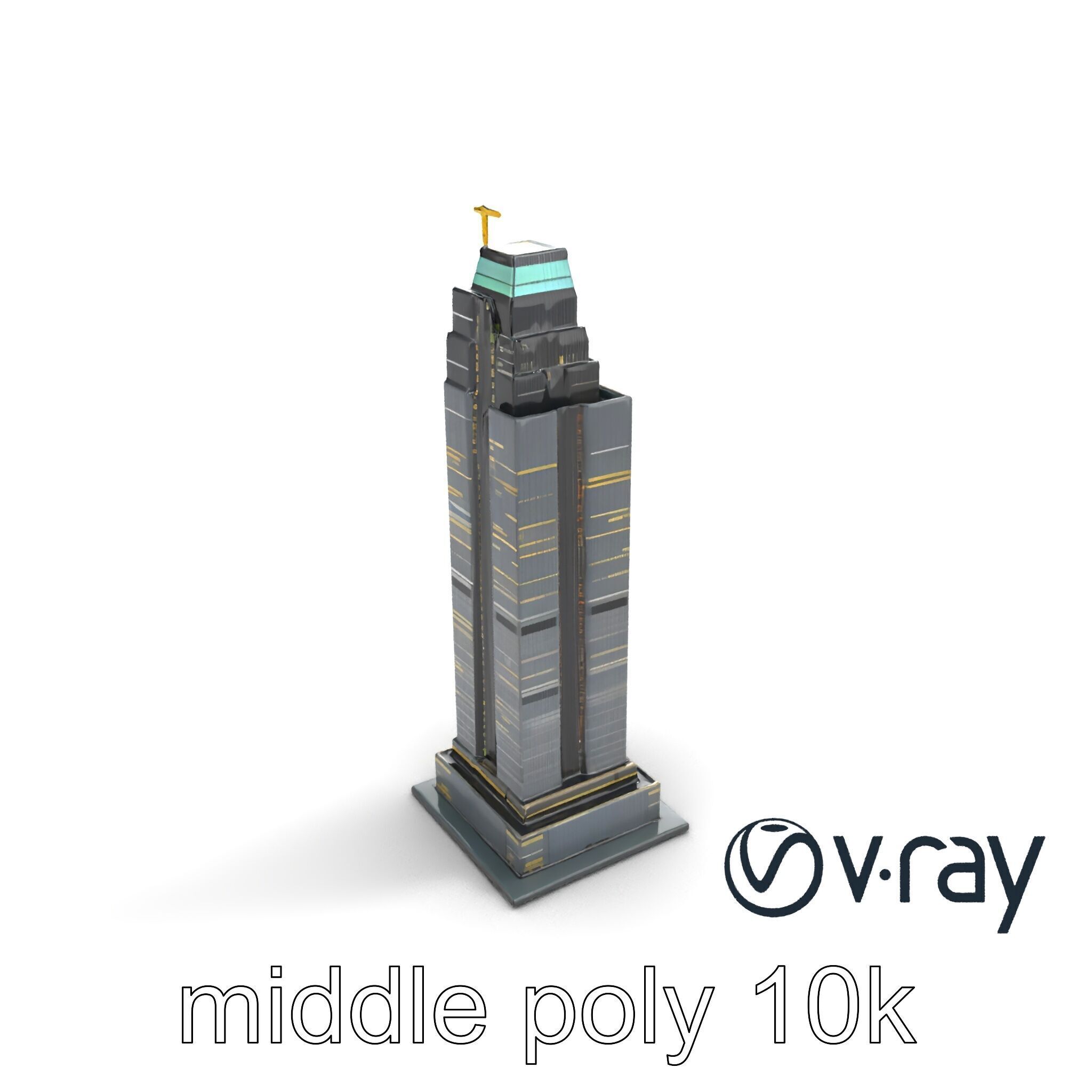 Neon Light Skyscraper Reflective Glass model pack Low-poly 3D model_5