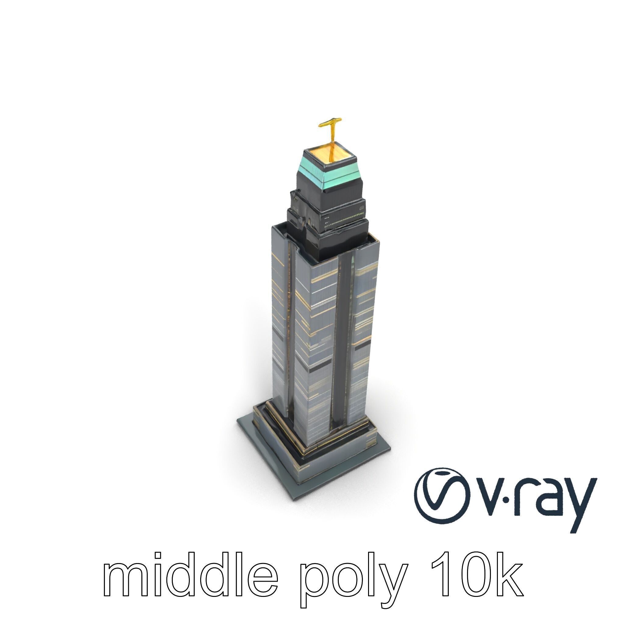 Neon Light Skyscraper Reflective Glass model pack Low-poly 3D model_8