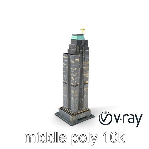 Neon Light Skyscraper Reflective Glass model pack Low-poly 3D model