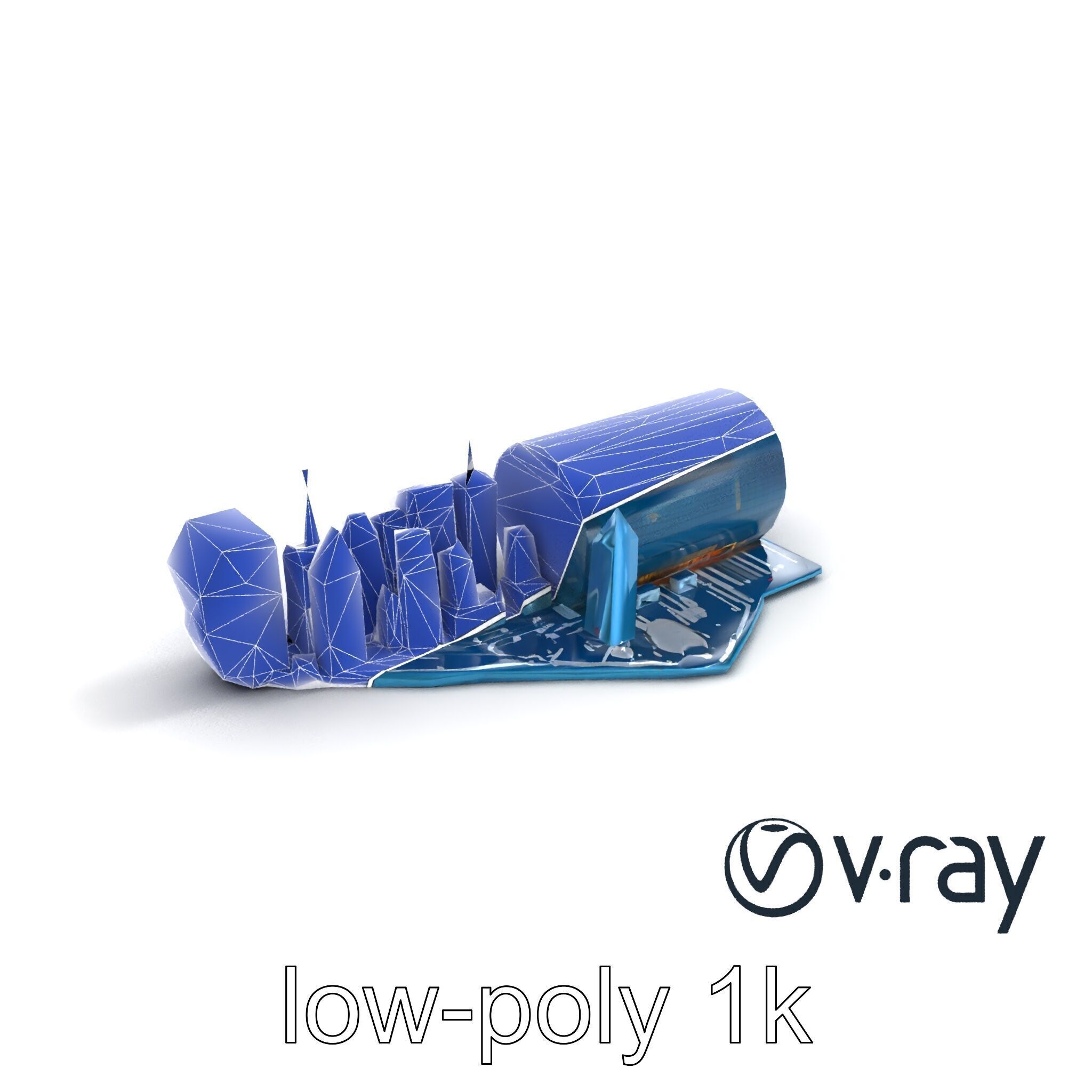 Futuristic Skyscraper Neon Cityscape model pack Low-poly 3D model_19