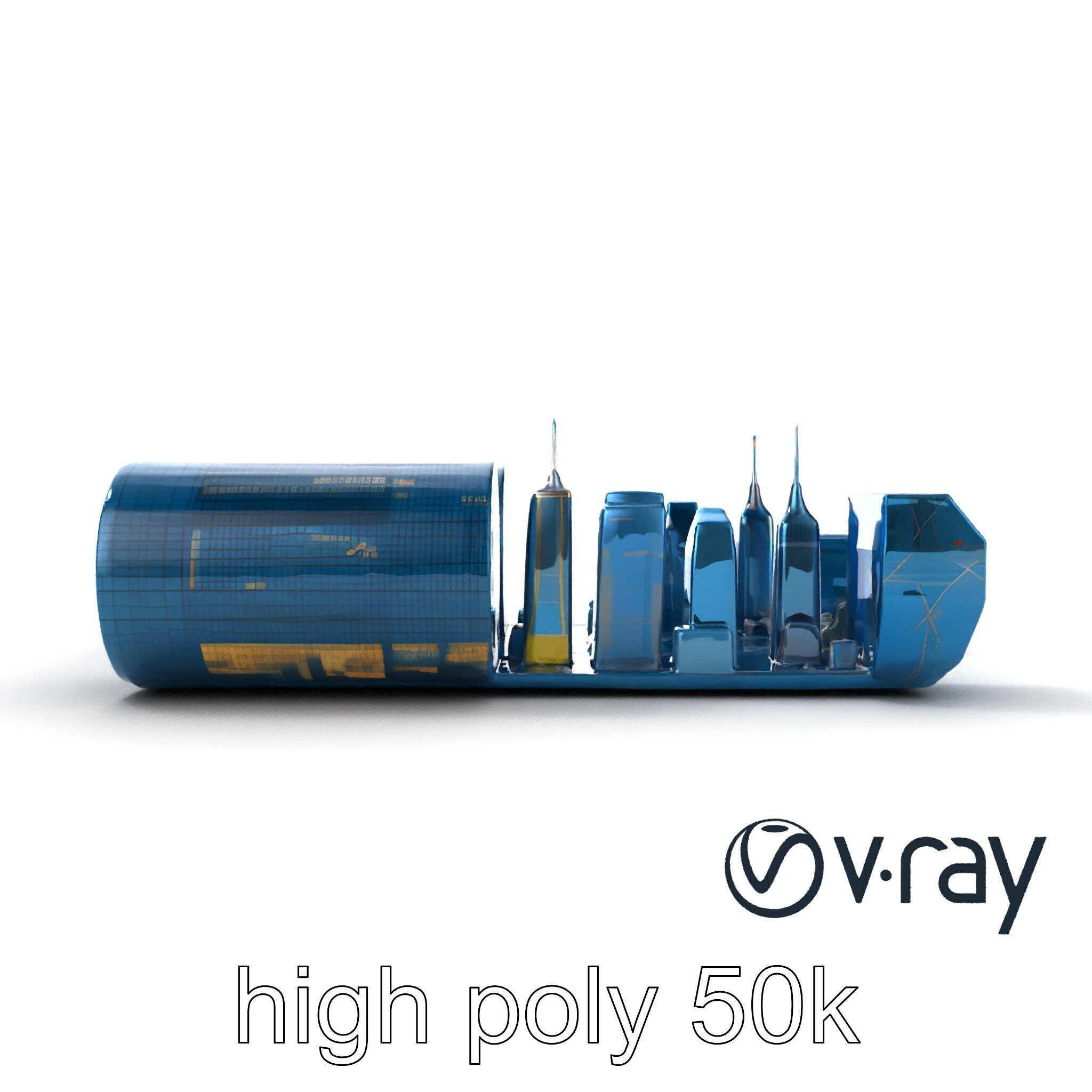 Futuristic Skyscraper Neon Cityscape model pack Low-poly 3D model_18