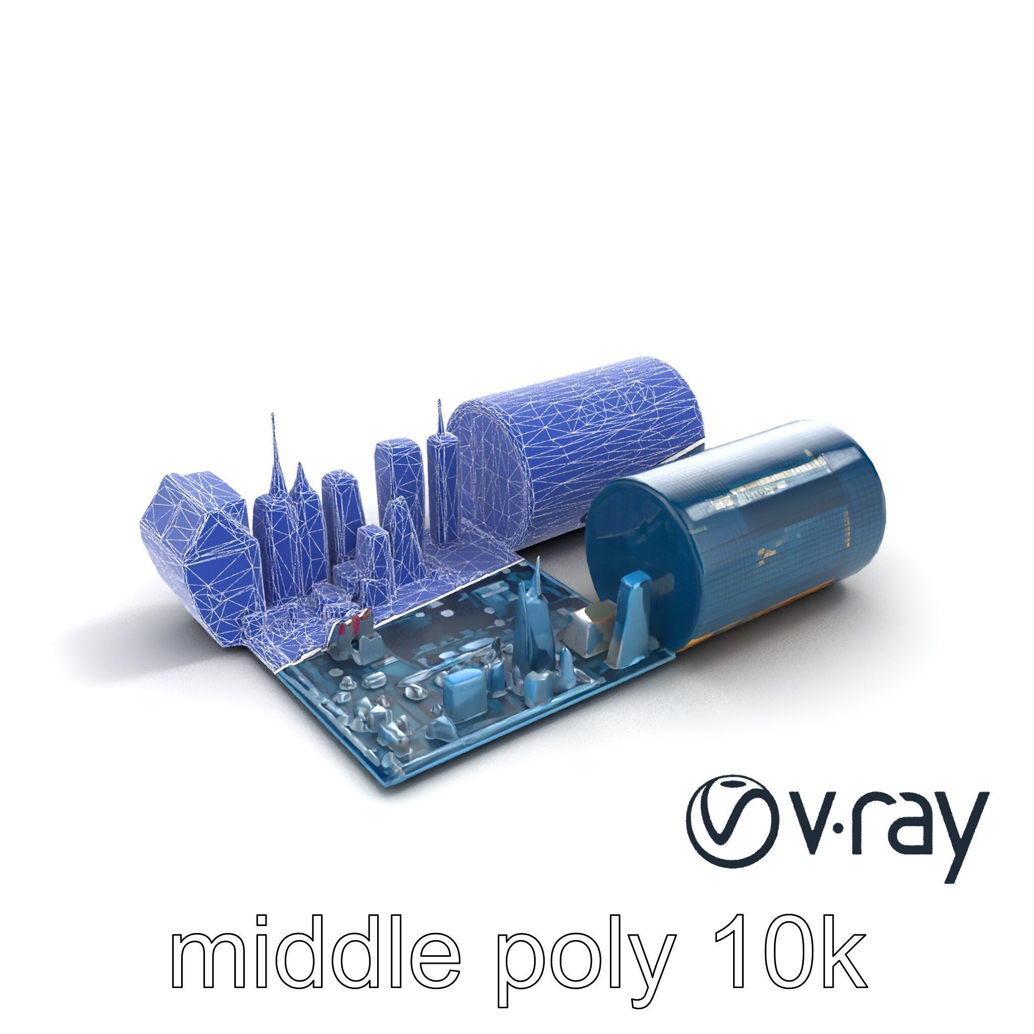 Futuristic Skyscraper Neon Cityscape model pack Low-poly 3D model_20