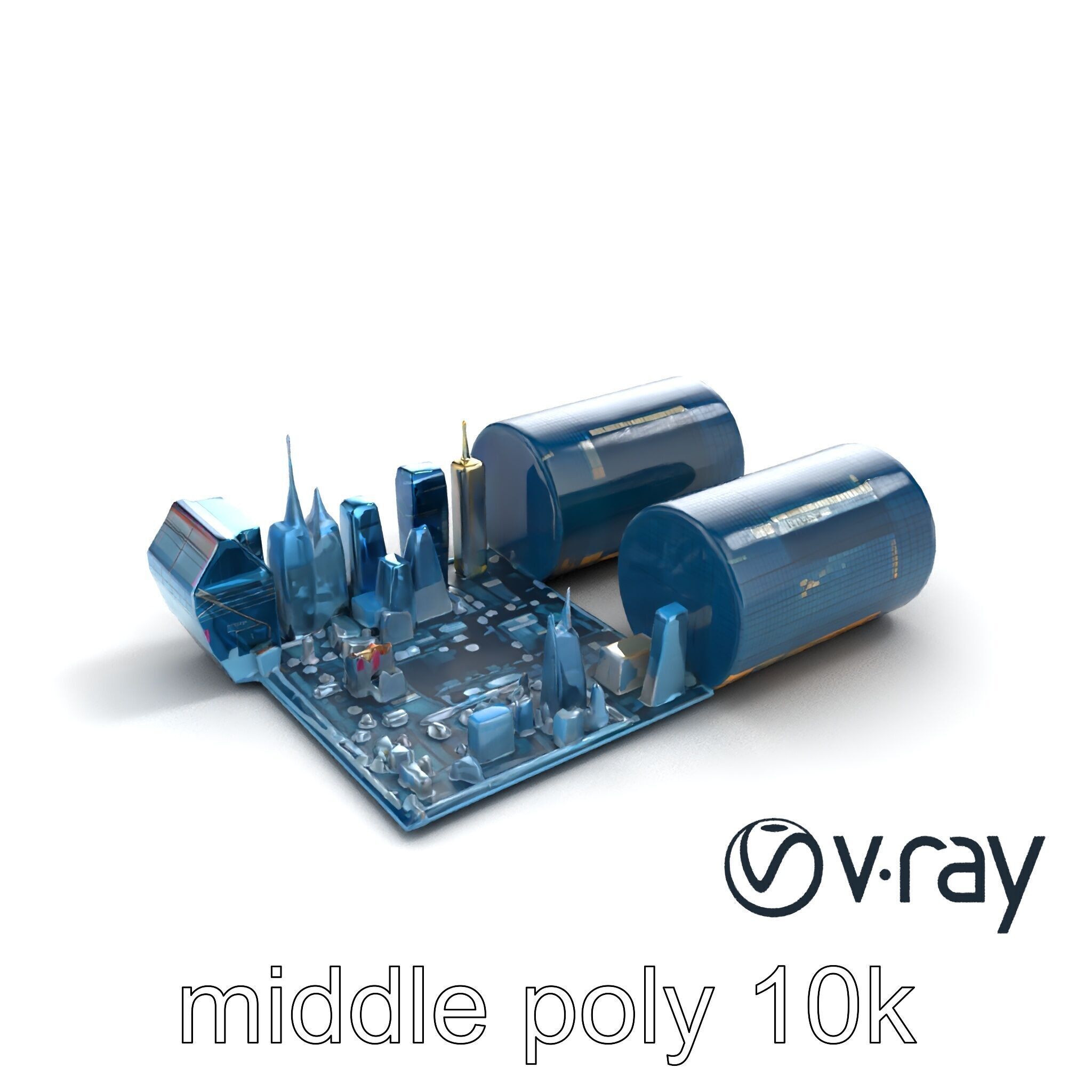 Futuristic Skyscraper Neon Cityscape model pack Low-poly 3D model_5