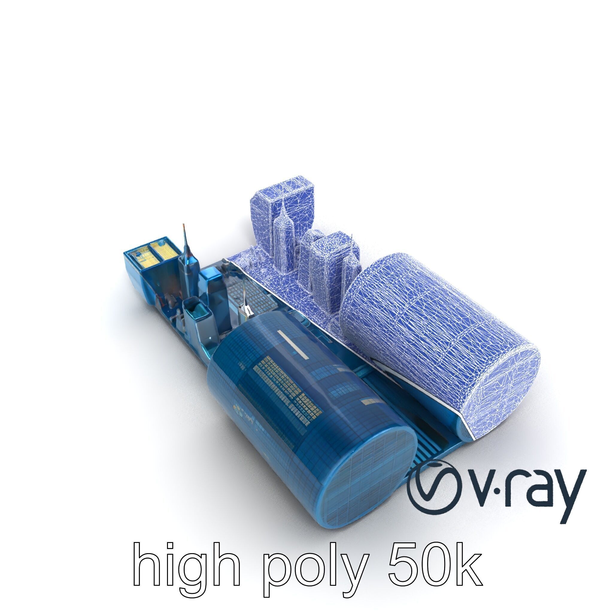 Futuristic Skyscraper Neon Cityscape model pack Low-poly 3D model_25