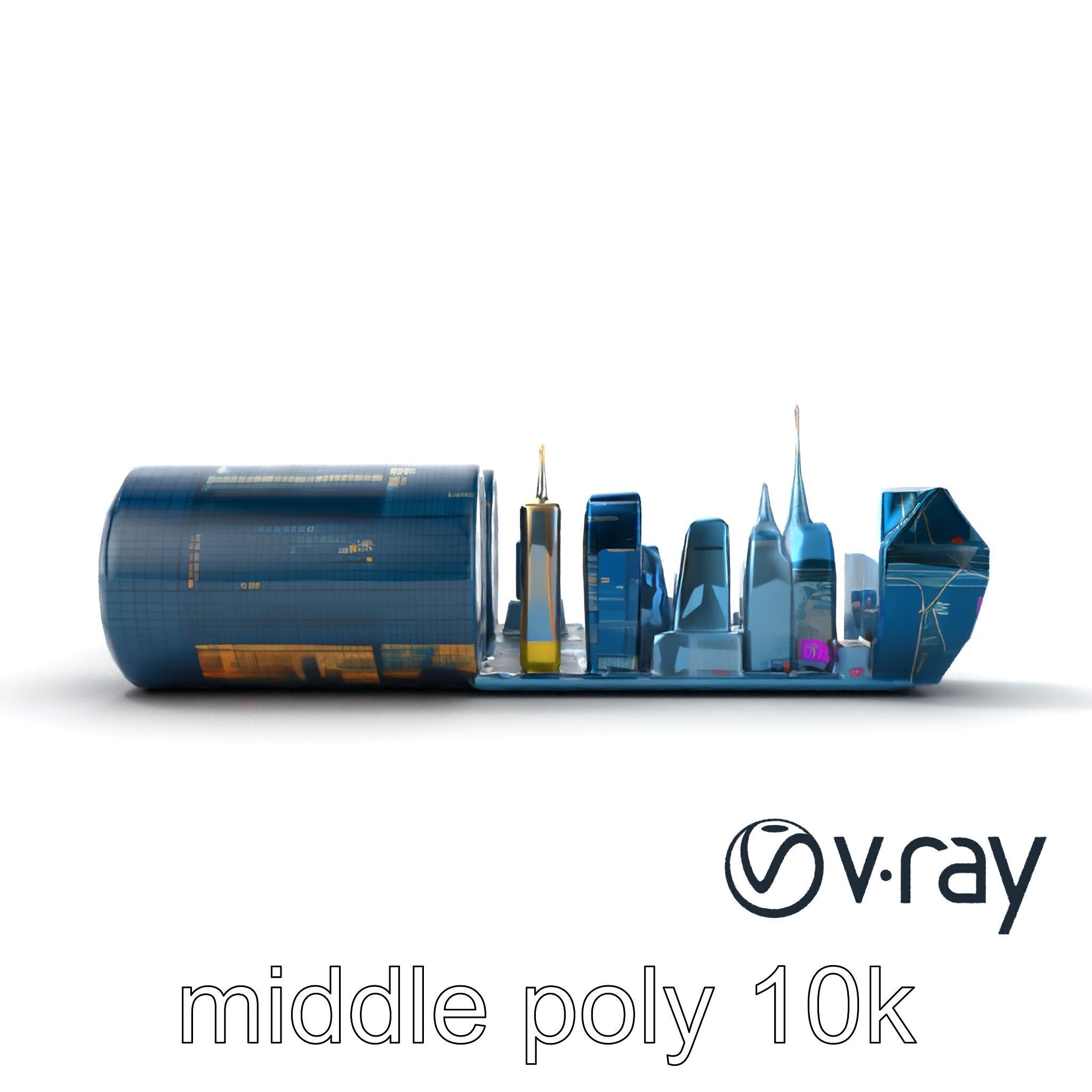 Futuristic Skyscraper Neon Cityscape model pack Low-poly 3D model_11