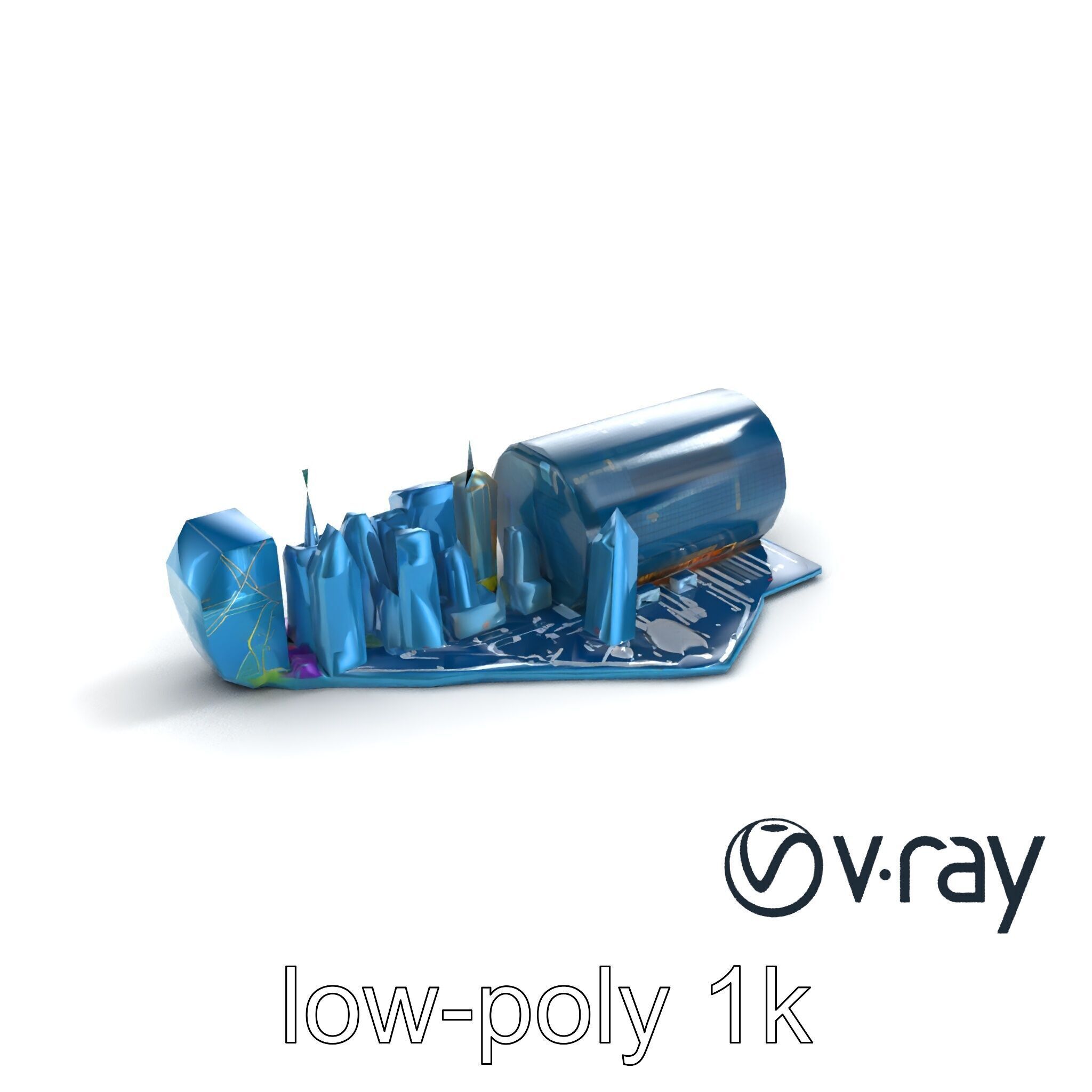 Futuristic Skyscraper Neon Cityscape model pack Low-poly 3D model_6