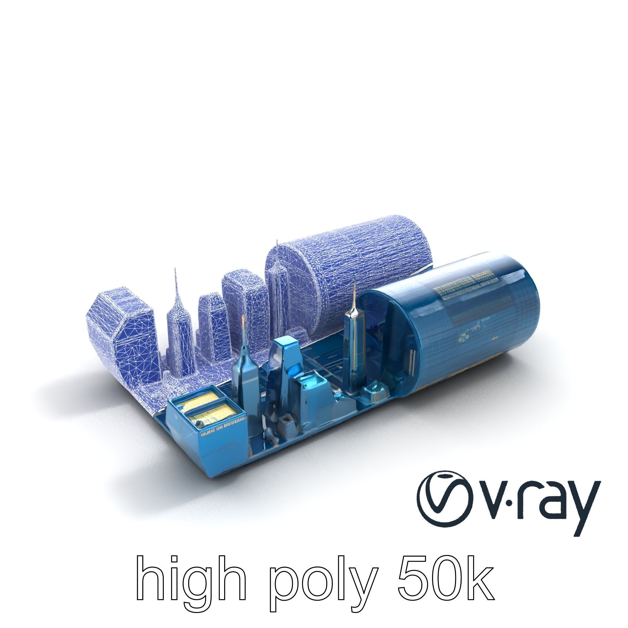 Futuristic Skyscraper Neon Cityscape model pack Low-poly 3D model_23