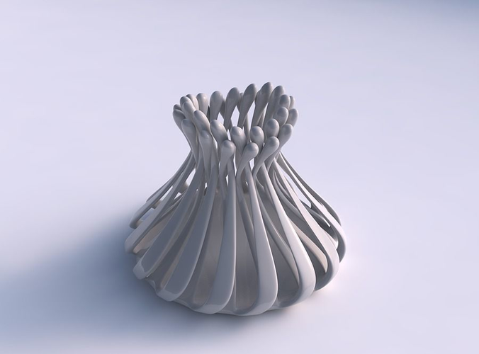 Vase curved with twisted muscle structure and soft tips streched top