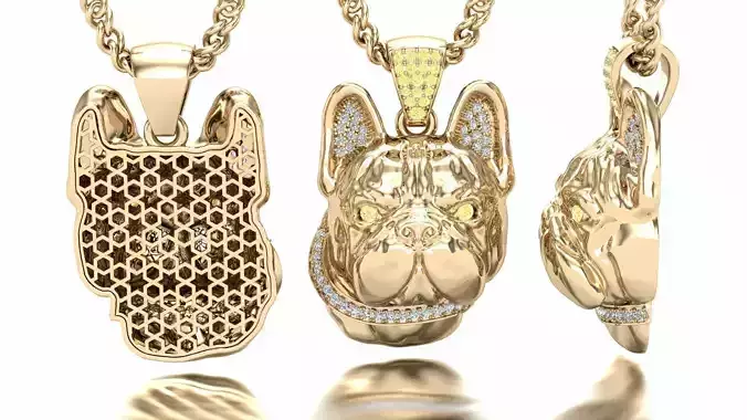 French Bulldog with collar Gems eyes and collar