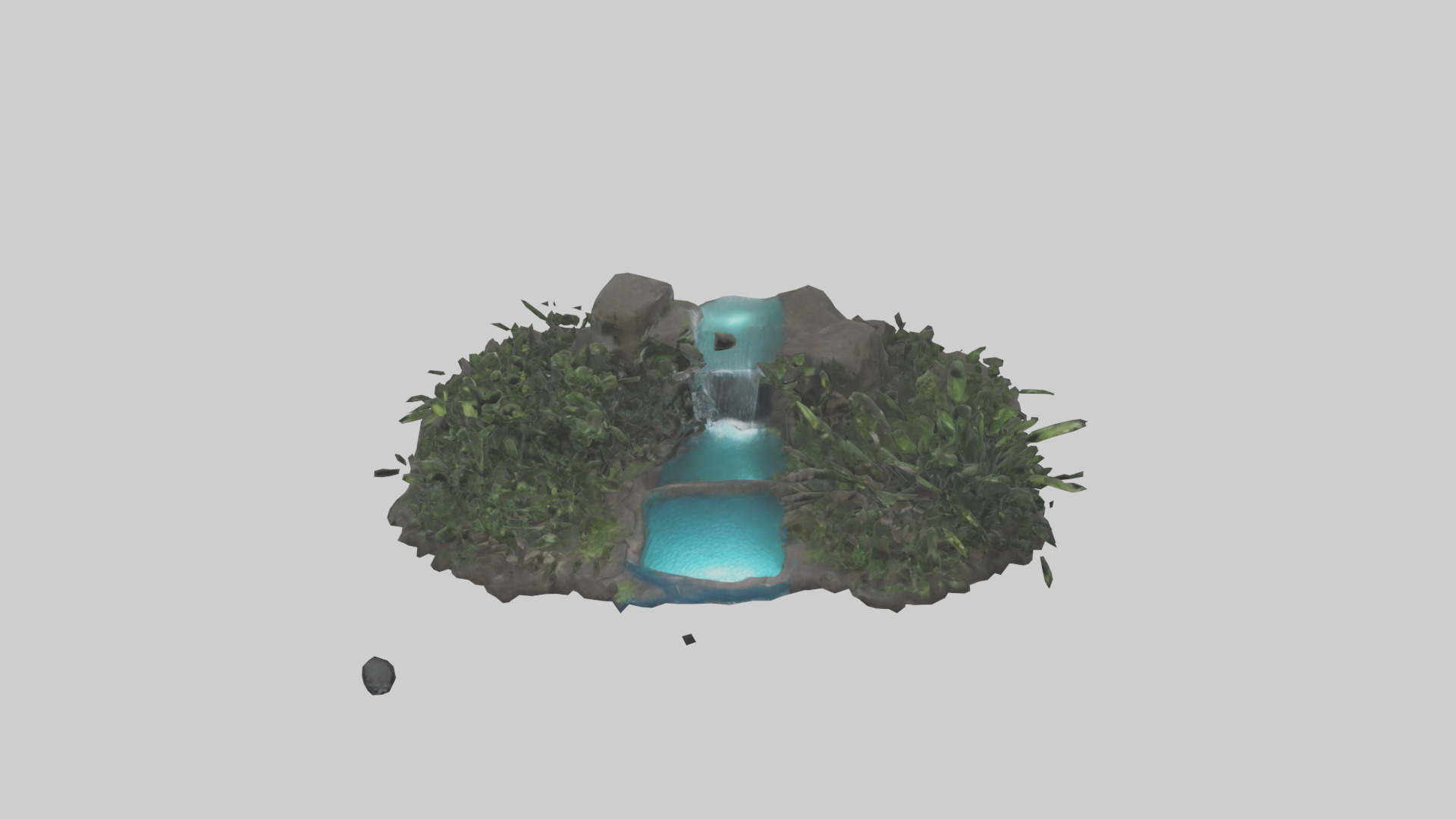 Indoor waterfall model Low-poly 3D model_16