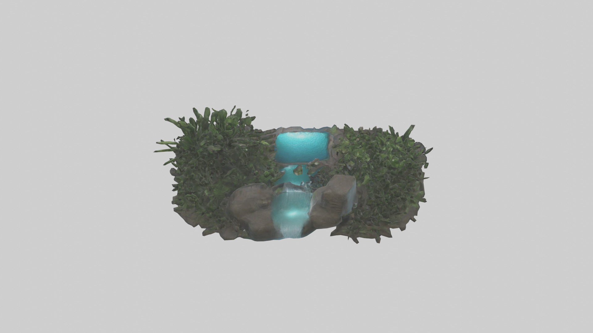 Indoor waterfall model Low-poly 3D model_15