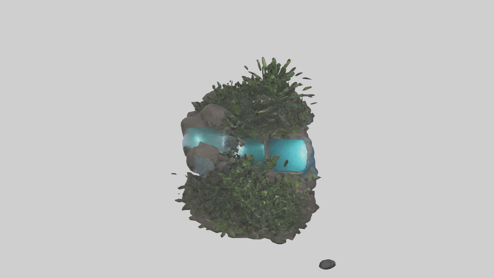 Indoor waterfall model Low-poly 3D model_18