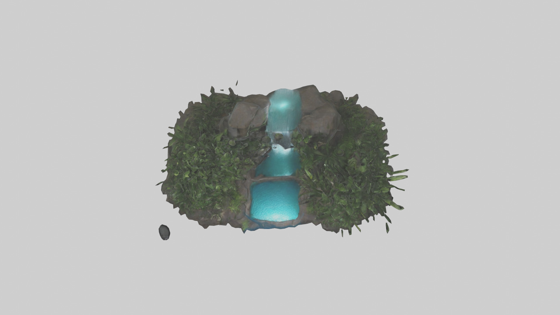 Indoor waterfall model Low-poly 3D model_14