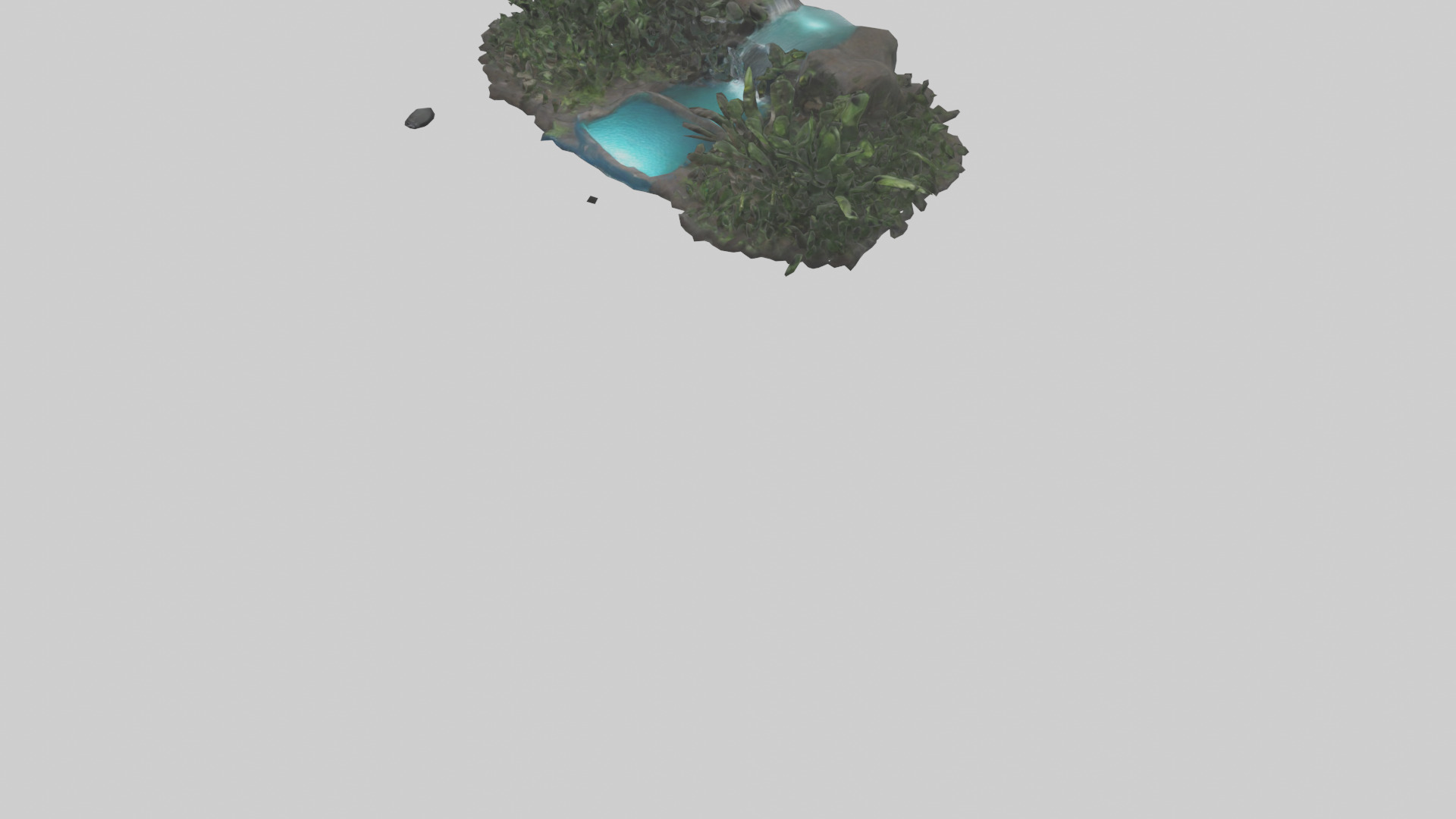 Indoor waterfall model Low-poly 3D model_5