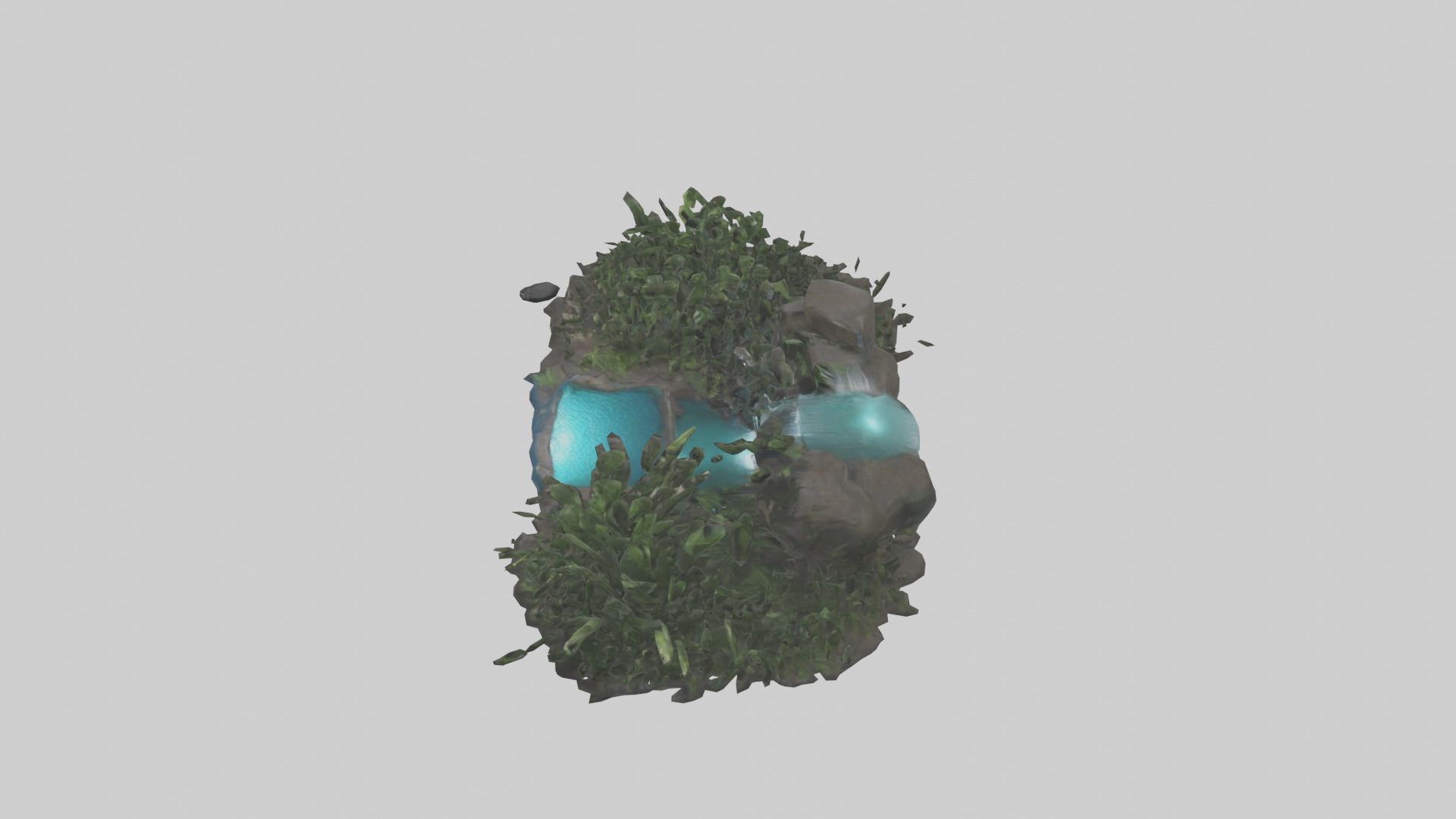 Indoor waterfall model Low-poly 3D model_17