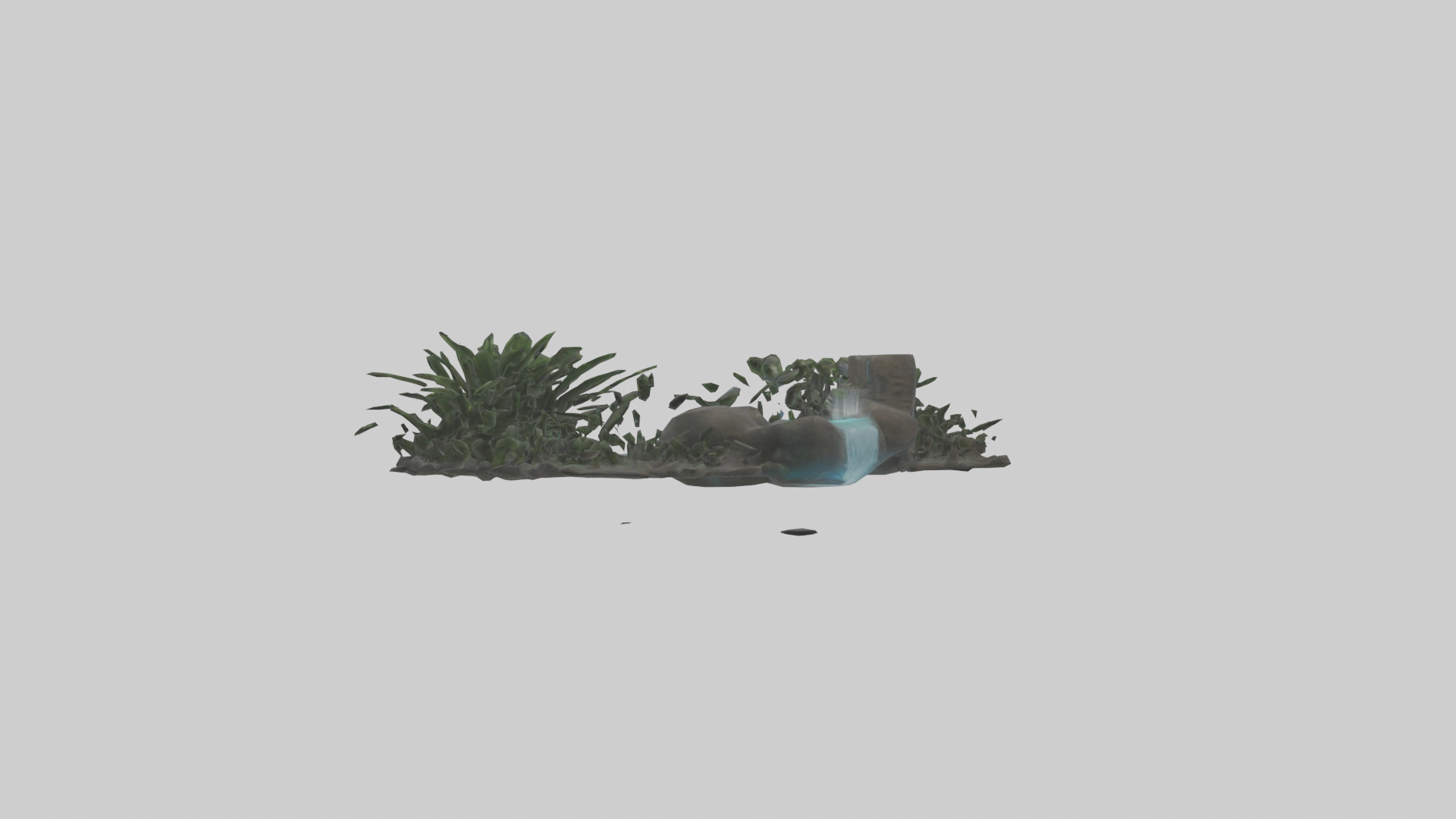 Indoor waterfall model Low-poly 3D model_1