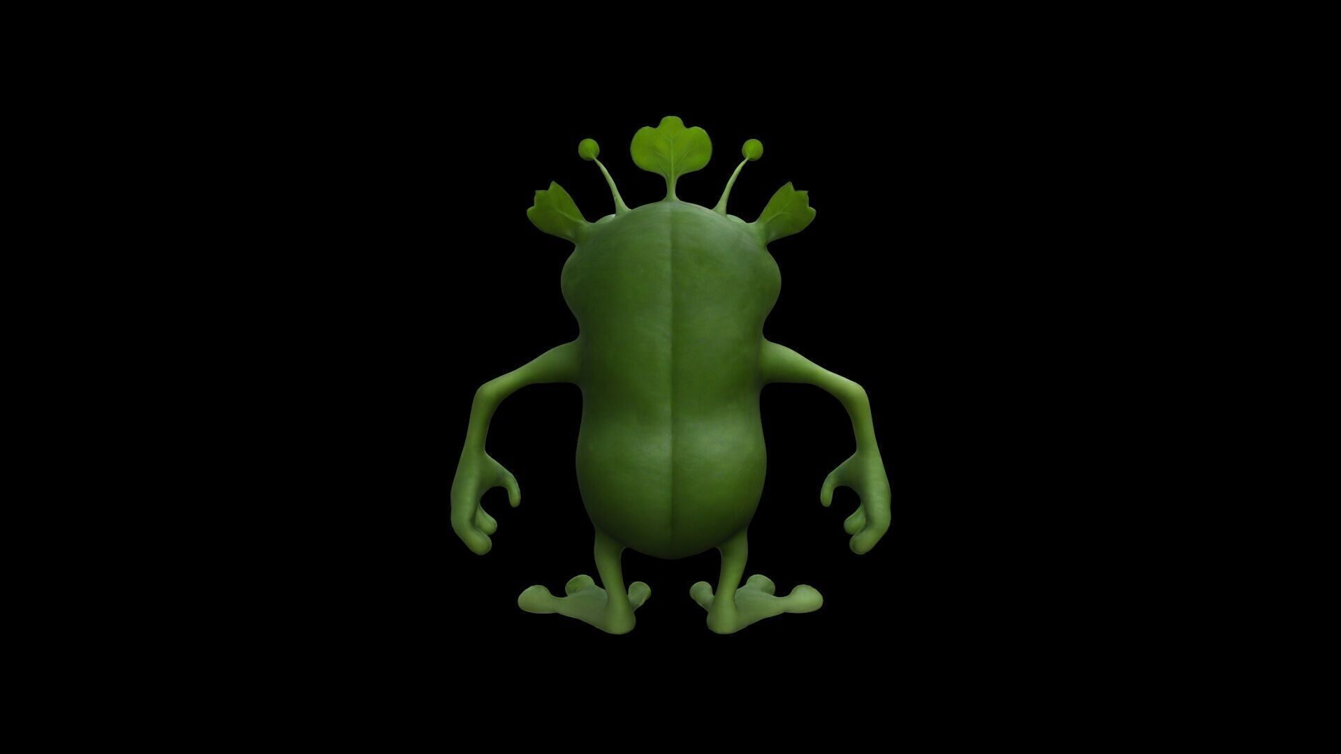 Arugula Monster Character Coloured Isolated 3d Render 3D model_2
