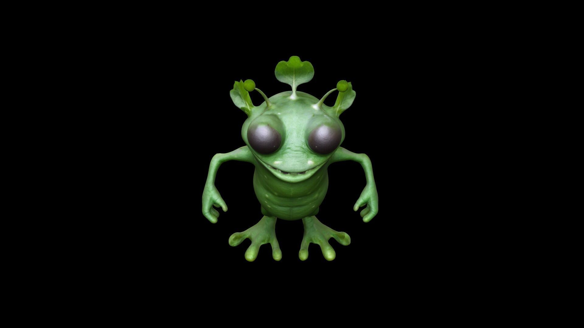 Arugula Monster Character Coloured Isolated 3d Render 3D model_3