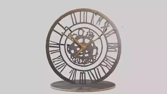 Industrial Style Wall Clock model Low-poly 3D model