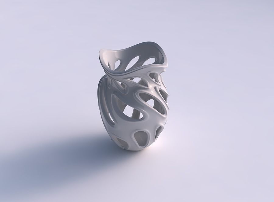 Vase curved with smooth cuts and extruded edges around it wav... 3D print model_0