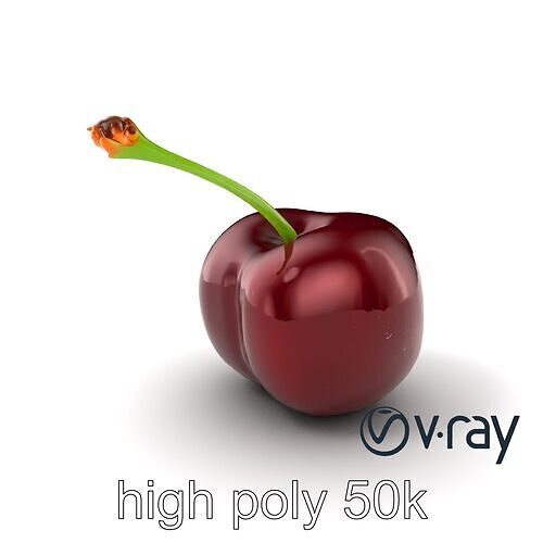 Realistic Cherry with Dark Red Glossy Texture model pack Low-poly 3D model 7