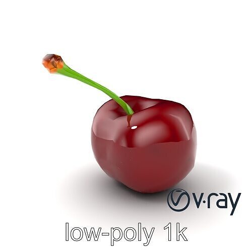 Realistic Cherry with Dark Red Glossy Texture model pack Low-poly 3D model 3