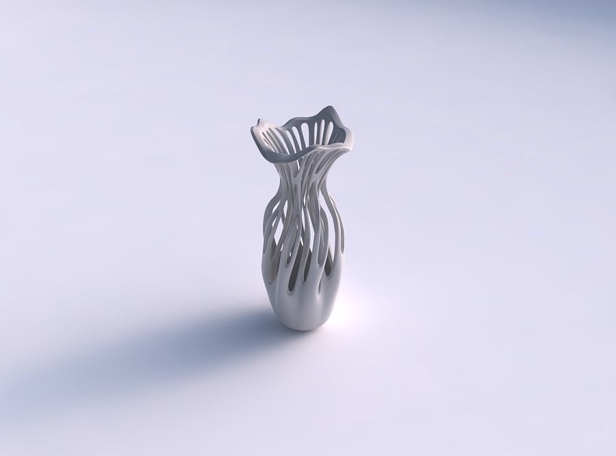 Vase curved with two layered beveled branches streched and wa... 3D print model_0