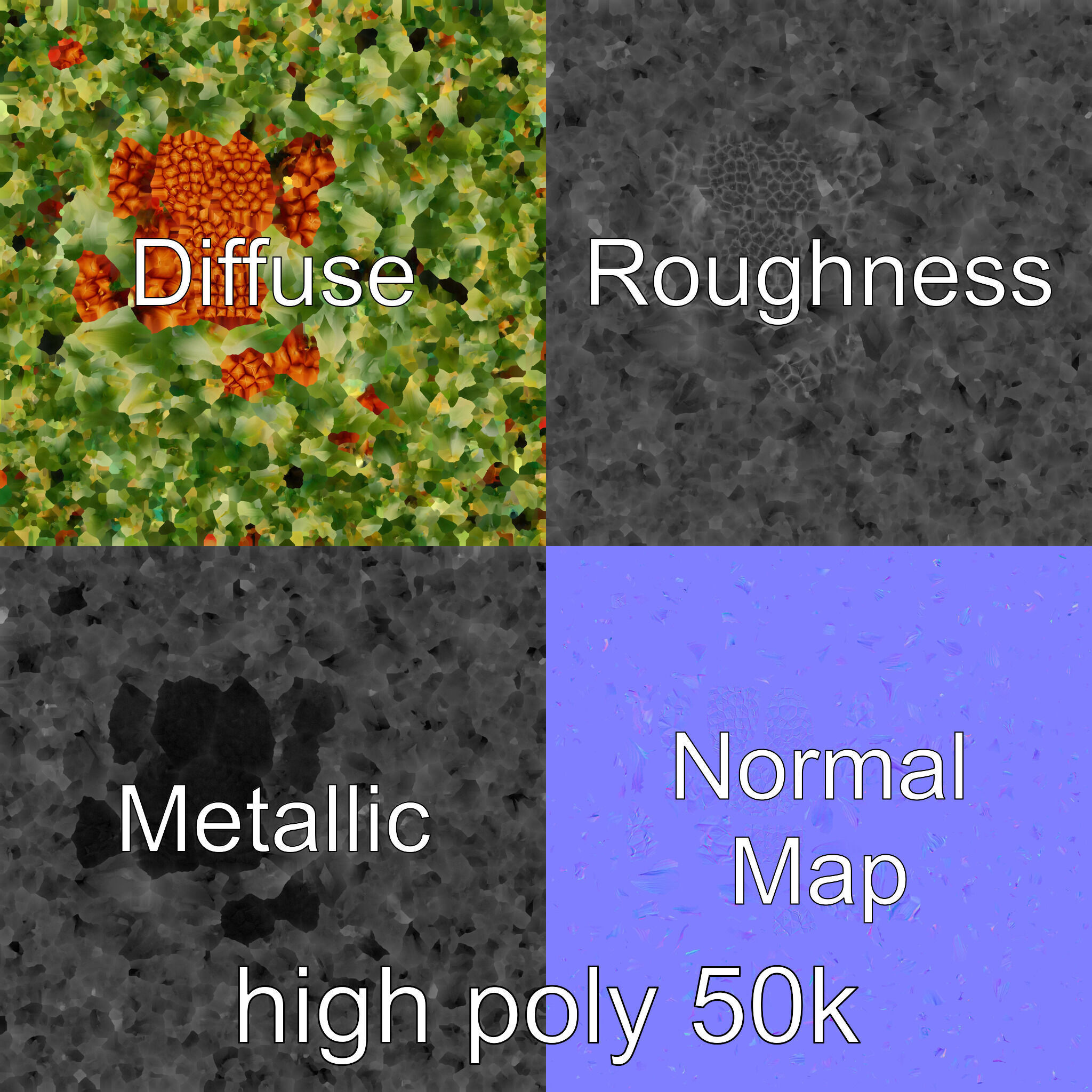 Pineapple Sunlit Textured Surface model pack Low-poly 3D model_1