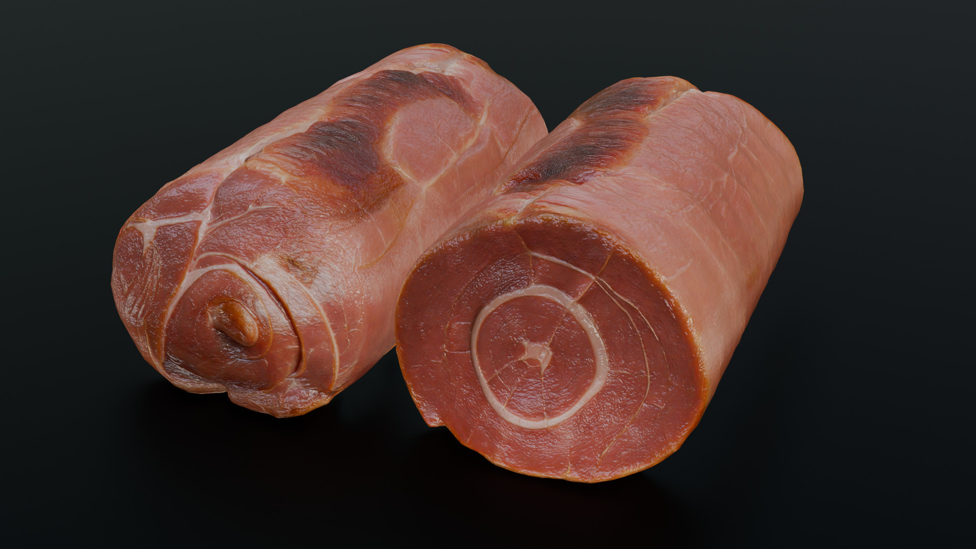 Smoked Ham Roll Meat Low-poly 3D model_12