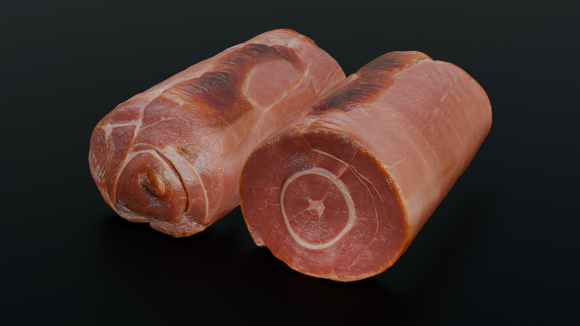 Smoked Ham Roll Meat Low-poly 3D model_8