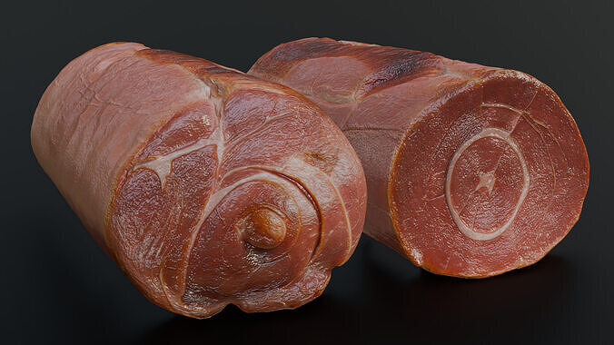 Smoked Ham Roll Meat Low-poly 3D model 2