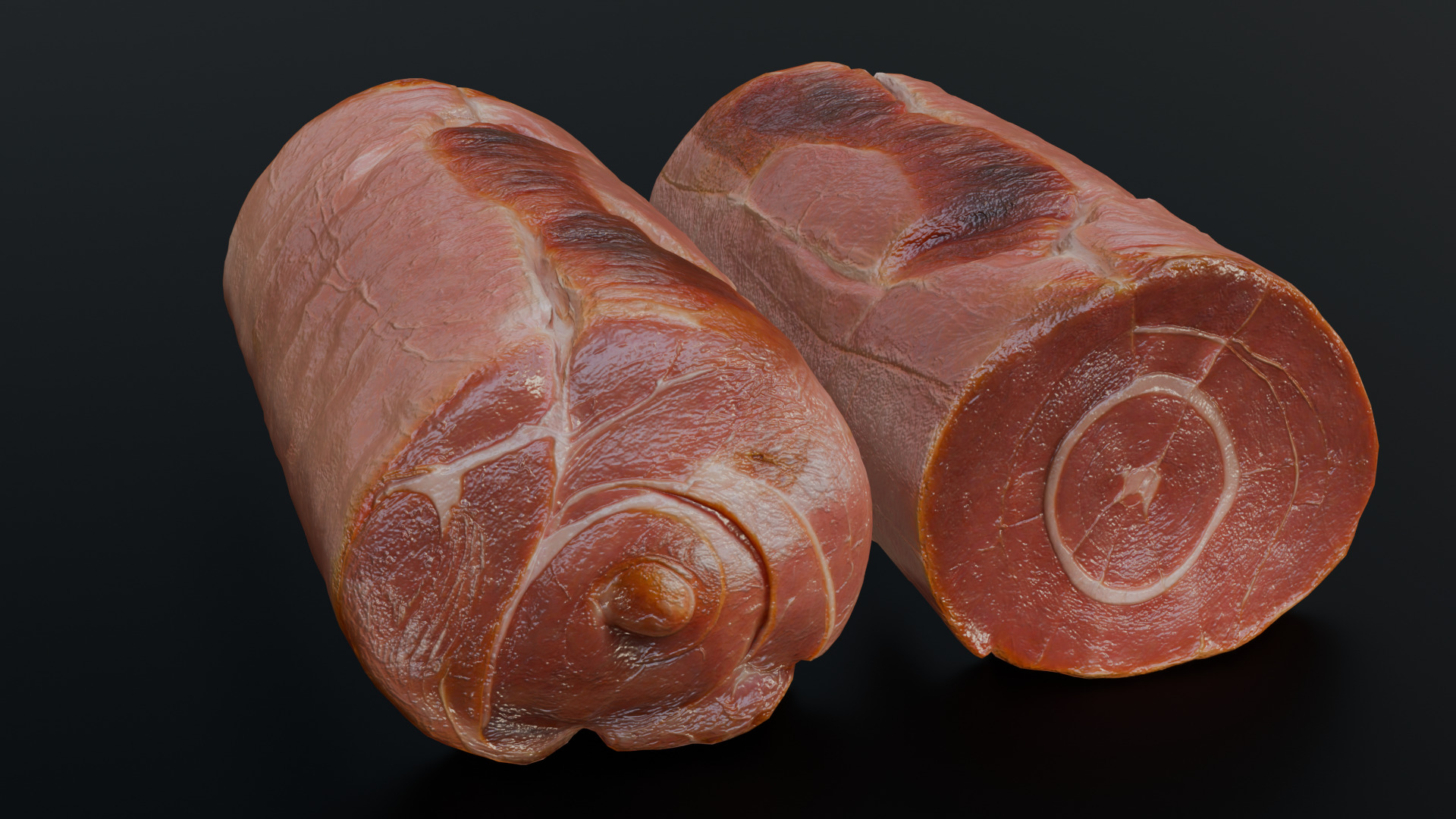 Smoked Ham Roll Meat Low-poly 3D model_19