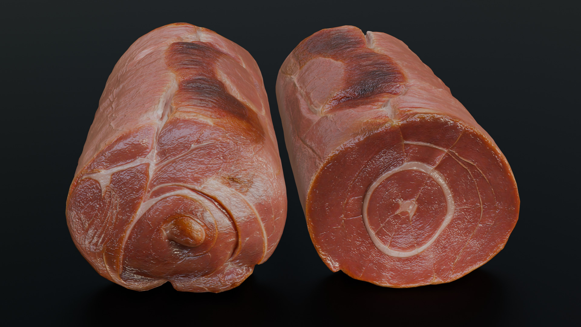 Smoked Ham Roll Meat Low-poly 3D model_25